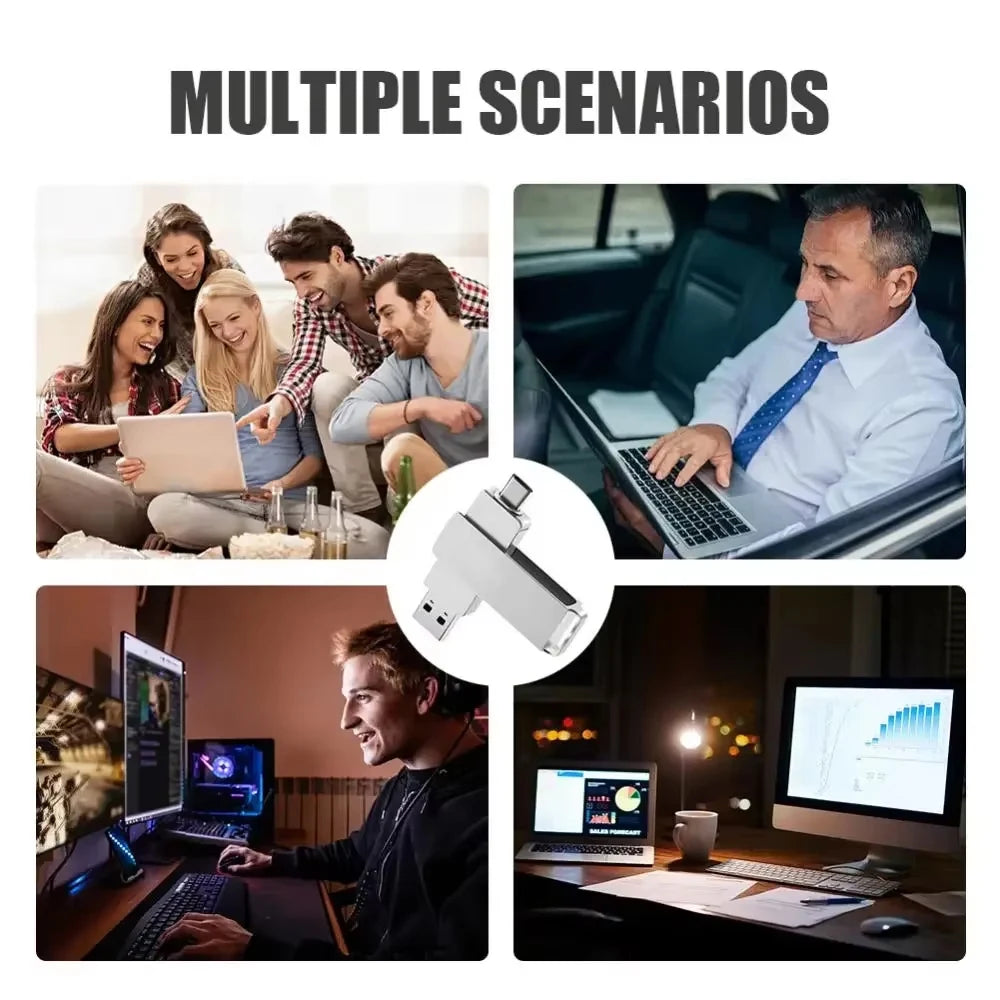 Metal Pendrive 2TB USB 3.0 Type-C Interface High Speed Pen Drive 8TB 4TB Large Capacity Mechanical Style Memoria USB 16TB U Disk